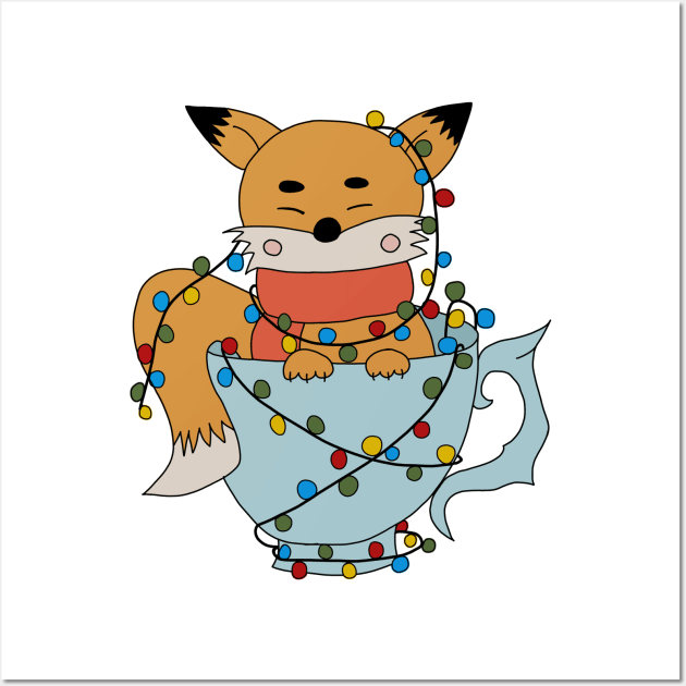 Festive Fox Glow: Christmas Lantern Garland Charm Wall Art by RedFoxIV